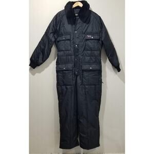Walls Blizzard Pruf Ultra Coveralls Mens Large Short Black Insulated Nylon Vtg